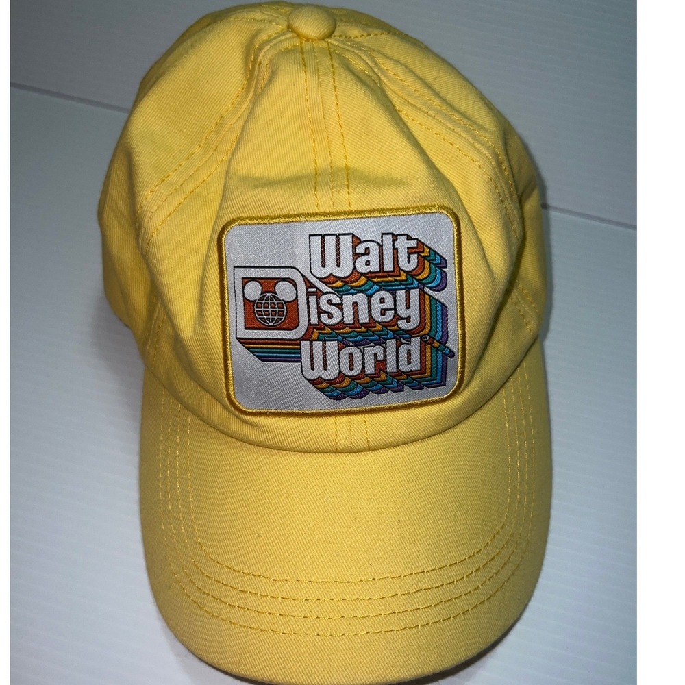 Walt Disney World Yellow Rainbow Logo Patch Baseball Cap Hat Adjustable Retro